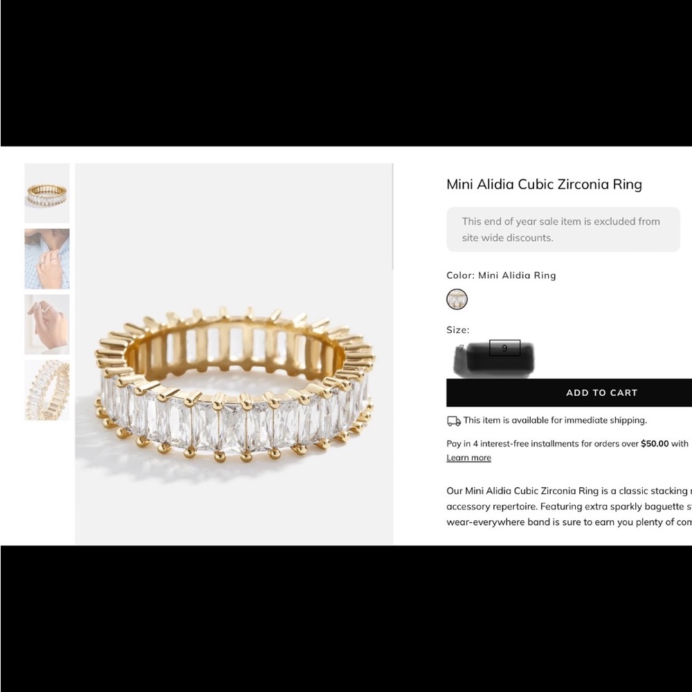 Size 5 mini alidia cubic zirconia ring